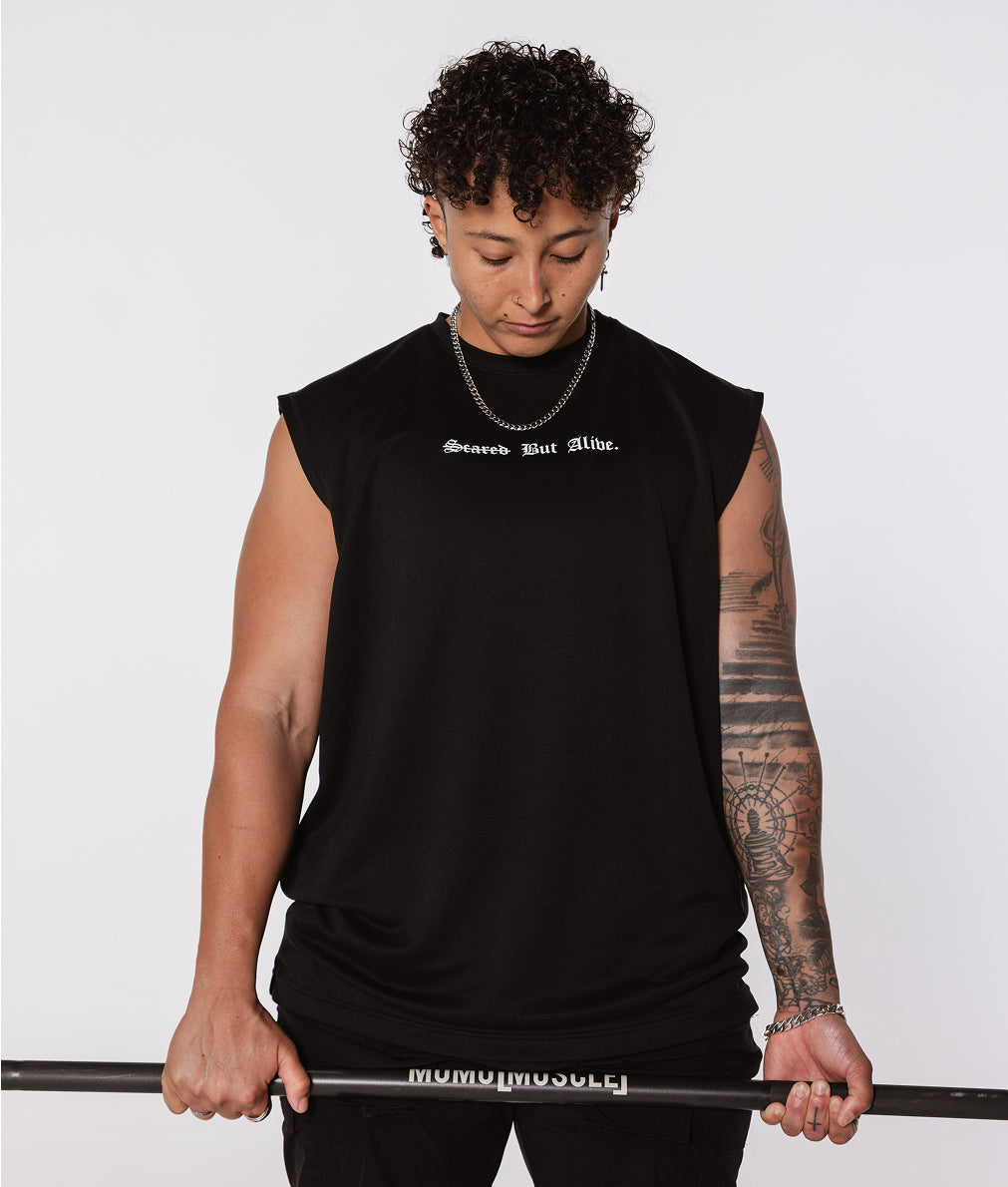 London tank neckline and armhole fit detail