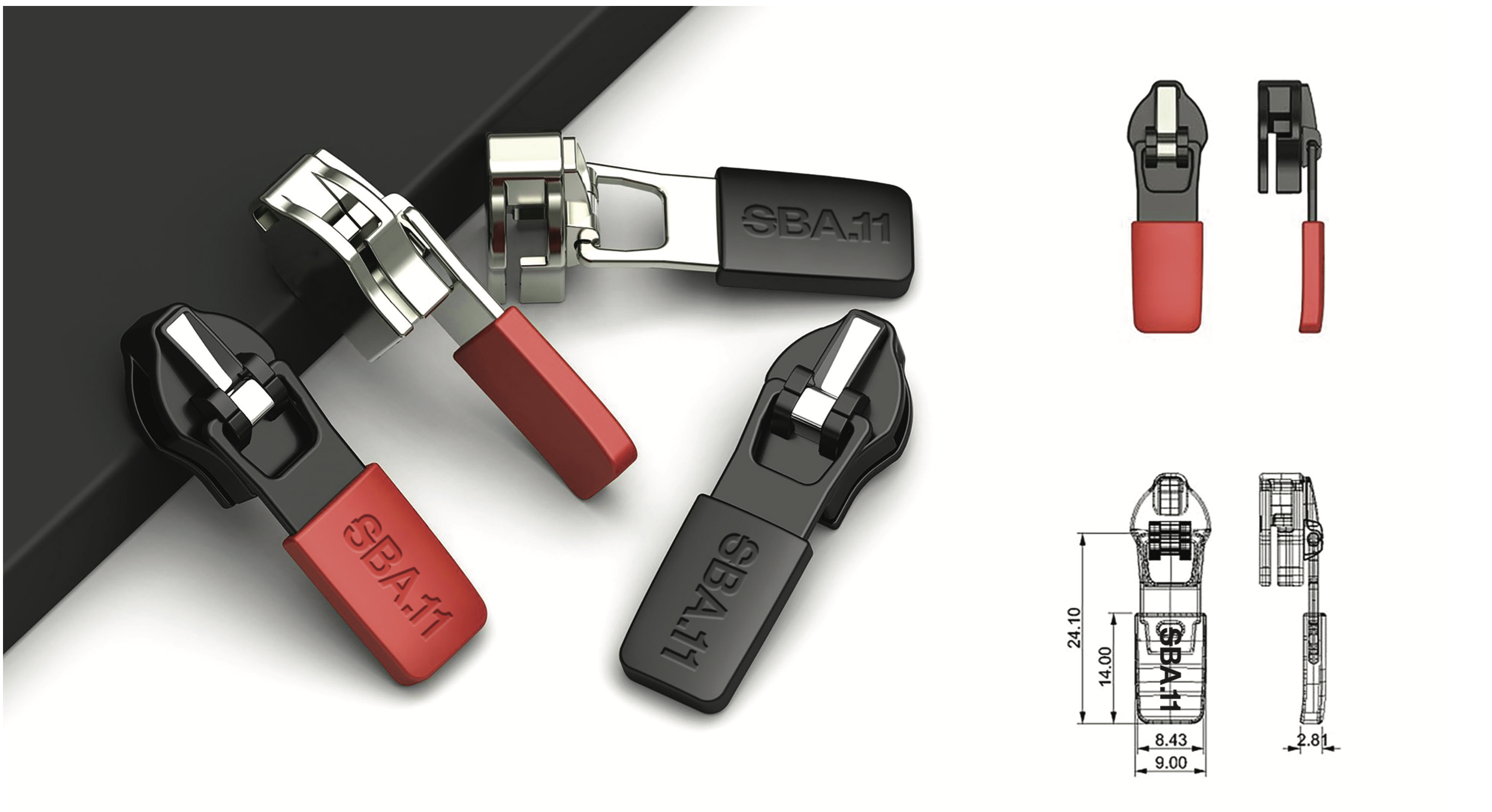 SBA custom zipper pull hardware detail