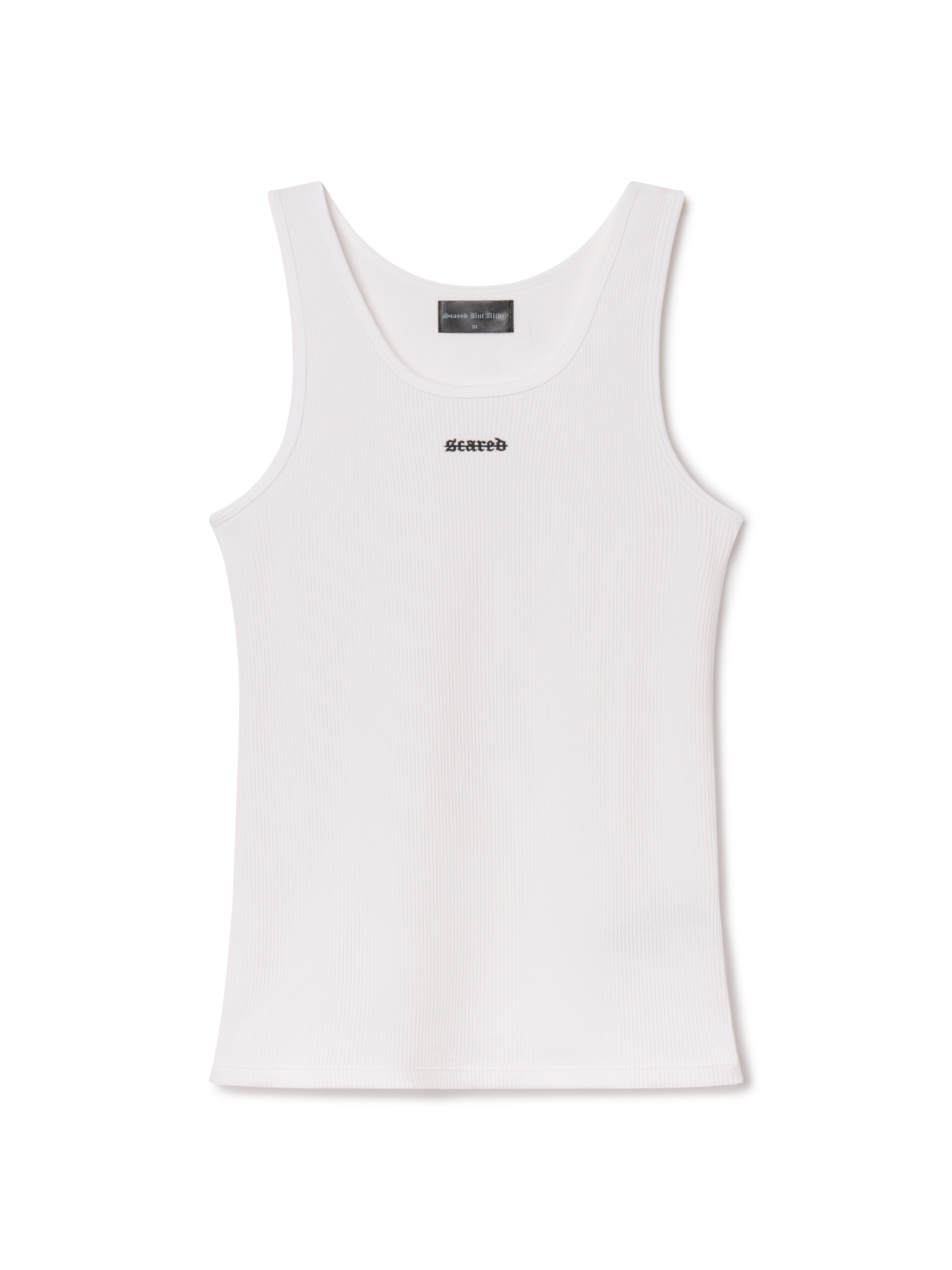 Rib Tank white flat lay